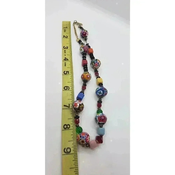 Vintage Murano Italy Millefiori Glass Bead Art Glass Necklace Venetian Restrung - Picture 9 of 9